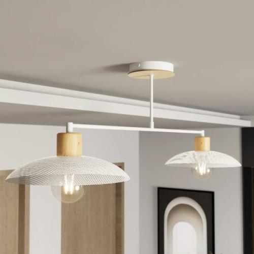 Kobe loftlampe, 2 lyskilder, stål, træ, hvid