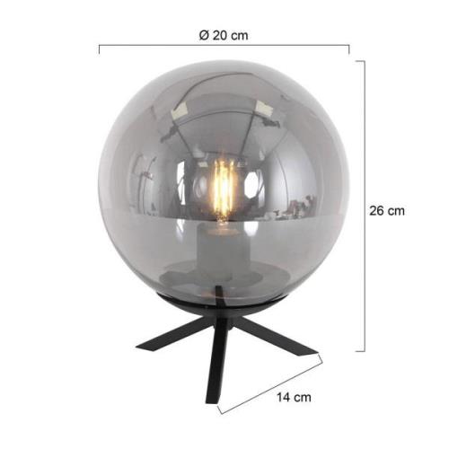 Bollique bordlampe, sort, glas, Ø 20 cm, stativ