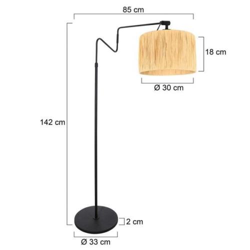 Linstrom gulvlampe, metal, græs, sort, beige