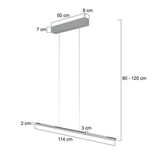 Hængelampe Bande, op/ned, stål, 120 cm, CCT, dæmper