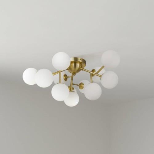 Maytoni loftlampe Dallas, 12 lyskilder, guldfarvet/hvid