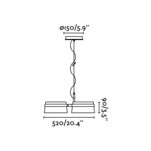 Loop hængelampe, kirsebær/sort, træ, længde 52 cm