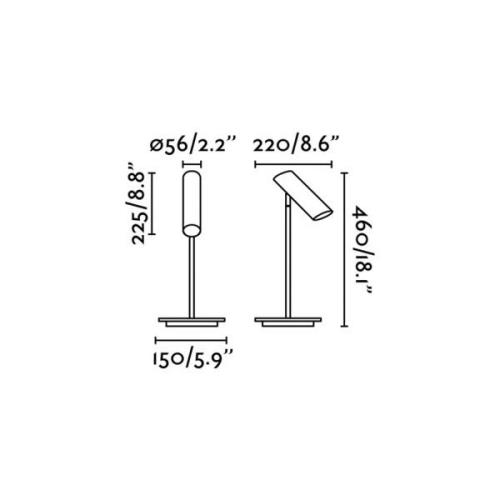 Link bordlampe, mat sort, stål, højde 46 cm