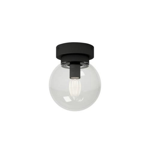 Lucande Badolo loftslampe, sort, glas, Ø 15 cm, IP44