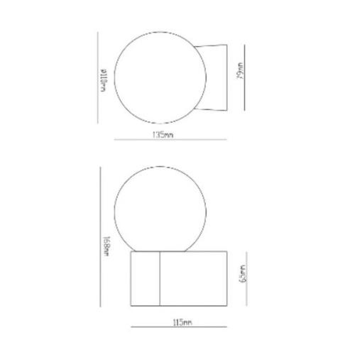 Molto Luce Lanu Round udendørs væglampe, sort, aluminium/glas