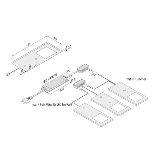 Eco-Pad F LED-underskabsbelysning, 3, 4.000 K sort