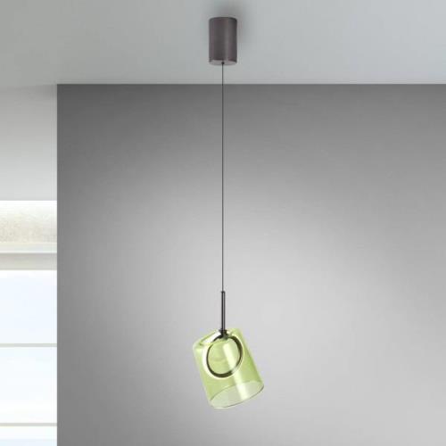 Paul Neuhaus LED-pendellampe Zula, grøn, Ø 15 cm, glas