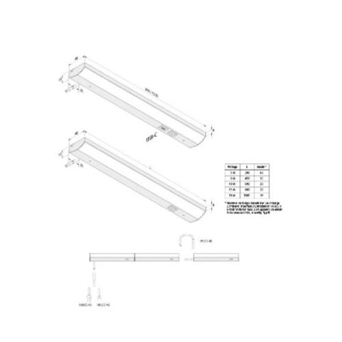 ModuLite F LED-underskabsbelysning, sort, 90 cm, 3.000 K, aluminium