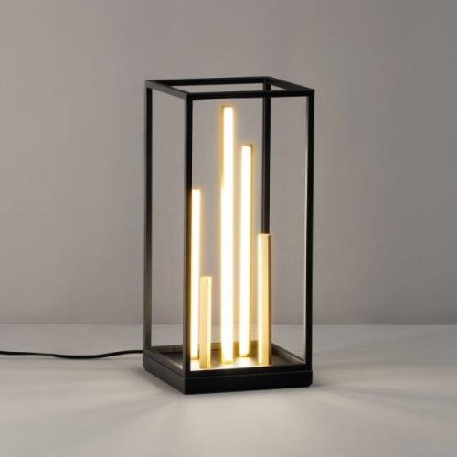 Grid LED-bordlampe, sort/guld, metal, CCT, dæmpbar