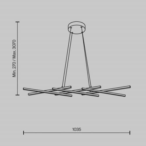 Maytoni LED-hængelampe Halo, messingfarvet, længde 103,5 cm