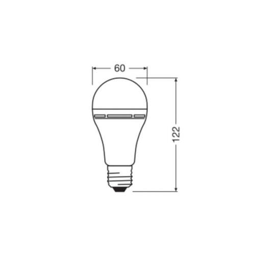 OSRAM LED-pære E27 8W mat 4000K genopladeligt batteri nødlys