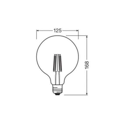 OSRAM LED-pære Globe G125 E27 7,2W Filament 2,700K