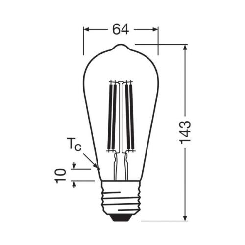 OSRAM LED-filamentpære E27 3,8W Filament 2,700K