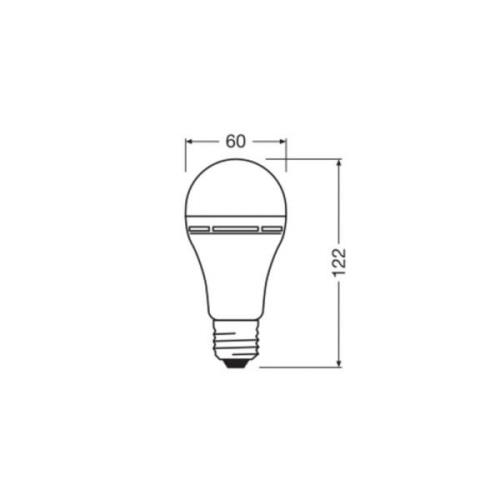 OSRAM LED-pære E27 8W mat 2700K genopladeligt batteri nødlys