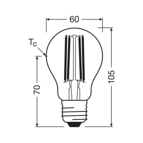 OSRAM LED-filamentpære E27 2,2W 2700K dæmpbar