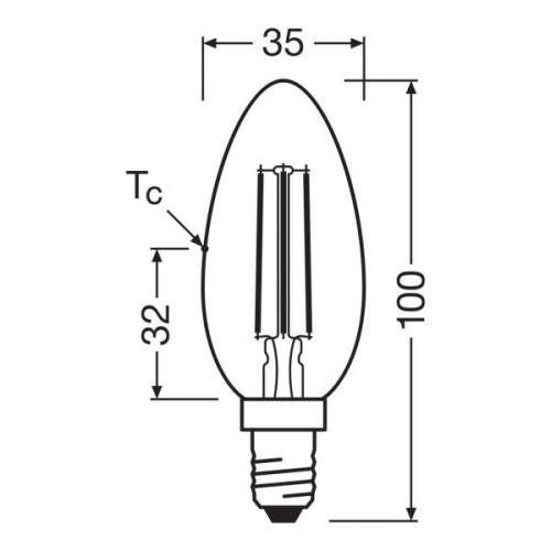 OSRAM LED-filamentpære E14 3,8W 4000K 806lm