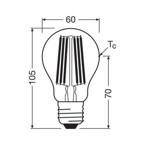 OSRAM LED glødepære E27 7,2W Filament 4,000K 1521lm 2-pack