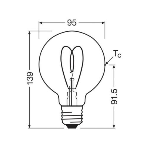 OSRAM LED Vintage G95 E27 7,2W 927 Heart Filament klar dæmpbar