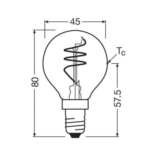 OSRAM LED Vintage P40 E14 4,6W 927 Spiral Filament clear dæmpbar