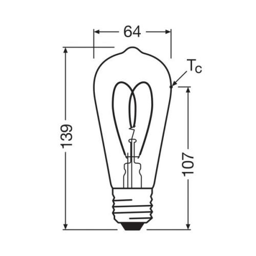 OSRAM LED Vintage ST64 E27 8W 922 Heart Filament guld dæmpbar