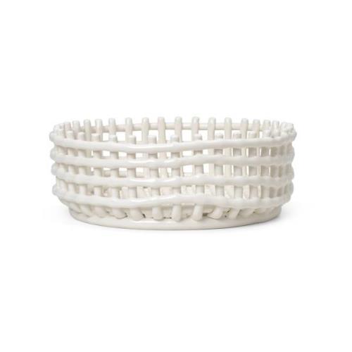 ferm LIVING Ceramic Centrepiece basket, hvid, Ø 29 cm, keramik