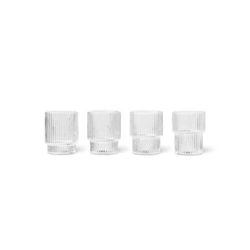 ferm LIVING Glass Ripple Small, klar, 60 ml, glas, sæt med 4 stk