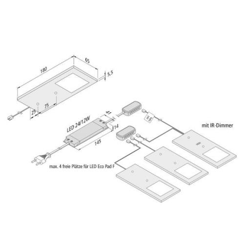 Eco-Pad F LED-underskabsbelysning sæt m 3, 4.000 K