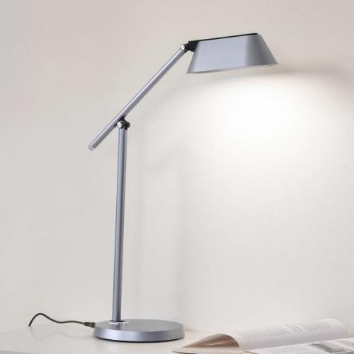 Lindby LED-bordlampe Thies, grå, ABS, højde 78 cm, dæmpbar