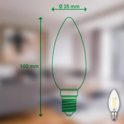 LED-pære stearinlys E14 2,5W klar 3000K 525 lm energiklasse 2er