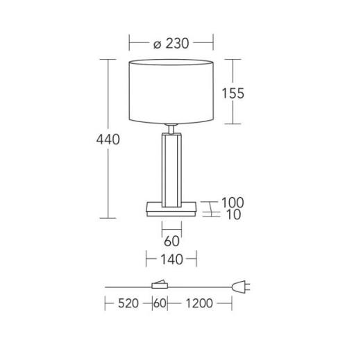 HerzBlut bordlampe Karl K, rund, træ, hvid, 44 cm, E27