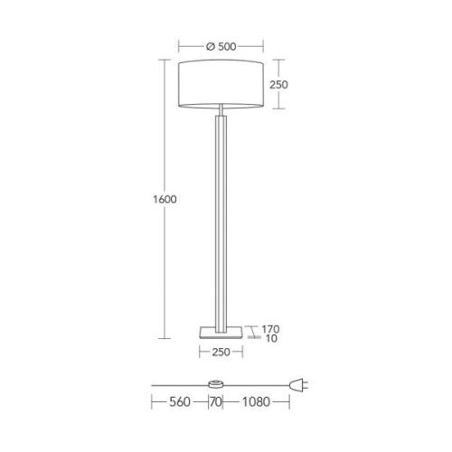 HerzBlut gulvlampe Karl K, rund, træ, hvid, 160 cm, E27