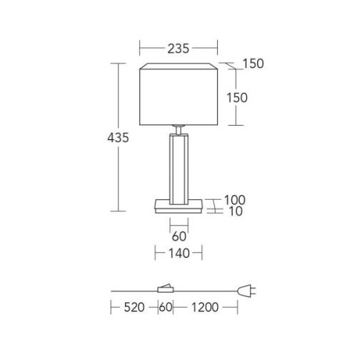 HerzBlut bordlampe Karl K, kantet, træ, hvid, 44 cm, E27