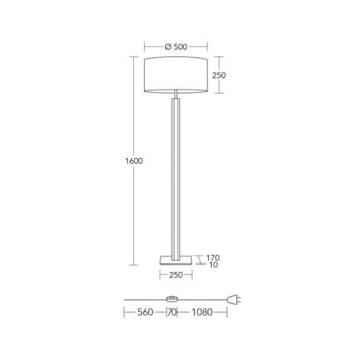 HerzBlut gulvlampe Karl G, rund, træ/granit, hvid, E27