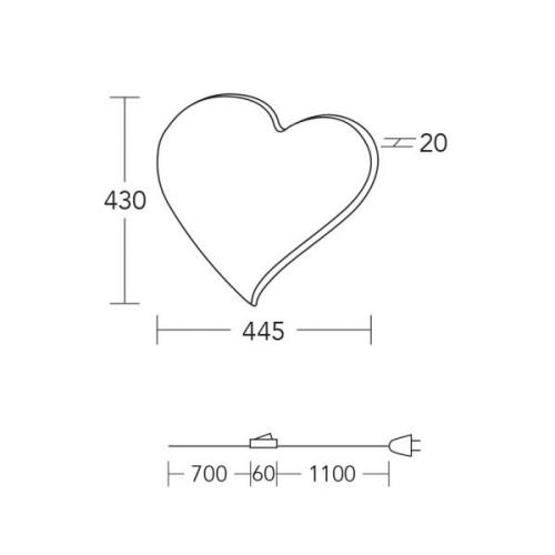 HerzBlut LED-væglampe hjerte midi, 43 cm, træ, stik