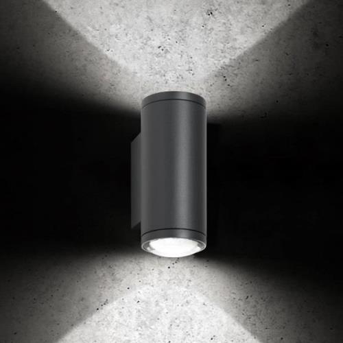 Udendørs LED-væglampe 5156, 2 x 9 W, op & ned, grafit, aluminium