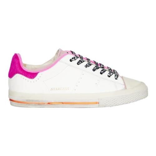 Hvide Fuchsia Læder Sneakers - Størrelse 36