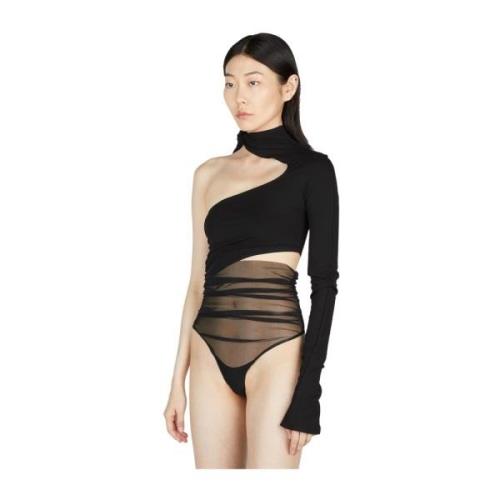 Asymmetrisk Mesh Panel Bodysuit