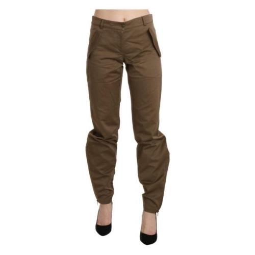 Ermanno Scervino Brown Mid Waist Straight Cotton Pants