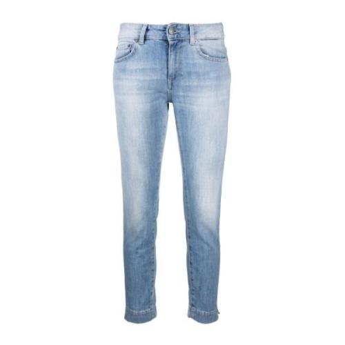 Stonewashed Slim Fit Cropped Jeans