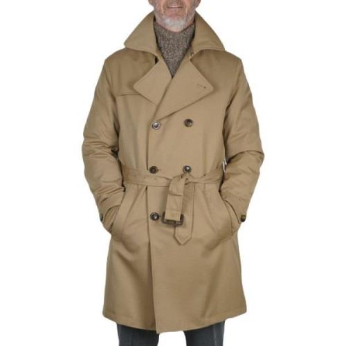 Blandet Bomuld Dobbeltknap Trenchcoat - Beige, Størrelse 52