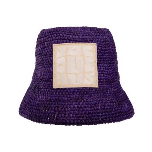 Lilla Raffia Hat med Logo Broderi