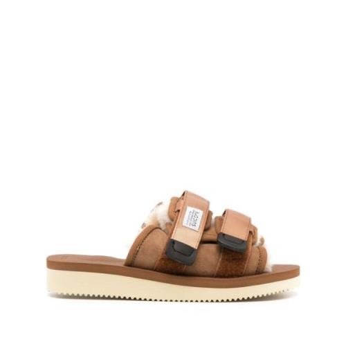 Brun Shearling-Trimmed Slides