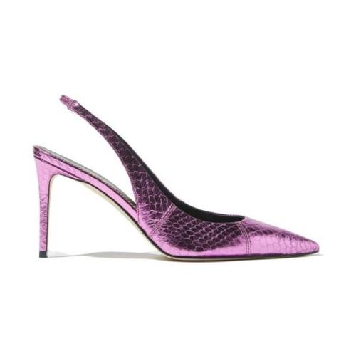 Fuchsia Elaphe Slingback Pumps