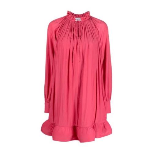 Fuchsia Ruffled Charmeuse Minikjole