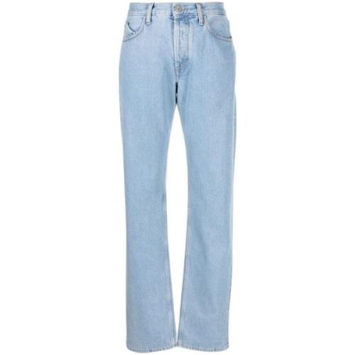 Blå Denim Højtaljede Straight Leg Jeans