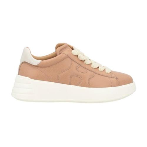 Beige Læder Rebel Sneakers med Memory Foam