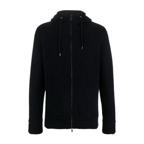 Blå Parka AW23, Stilfuld Herre Zip-gennem Sweatshirt