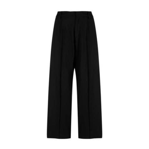 Elegant Wool Wide Trousers