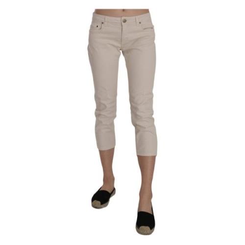 Beige Low-Rise Skinny Cropped Bukser