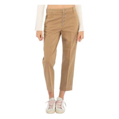 Beige Chino Bukser med Smykkeknap